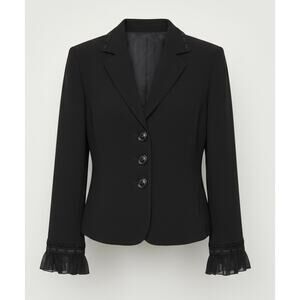 Tahari Arthur S. Levine black blazer Sz8P ornate buttons and decorative sleeves